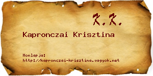 Kapronczai Krisztina névjegykártya